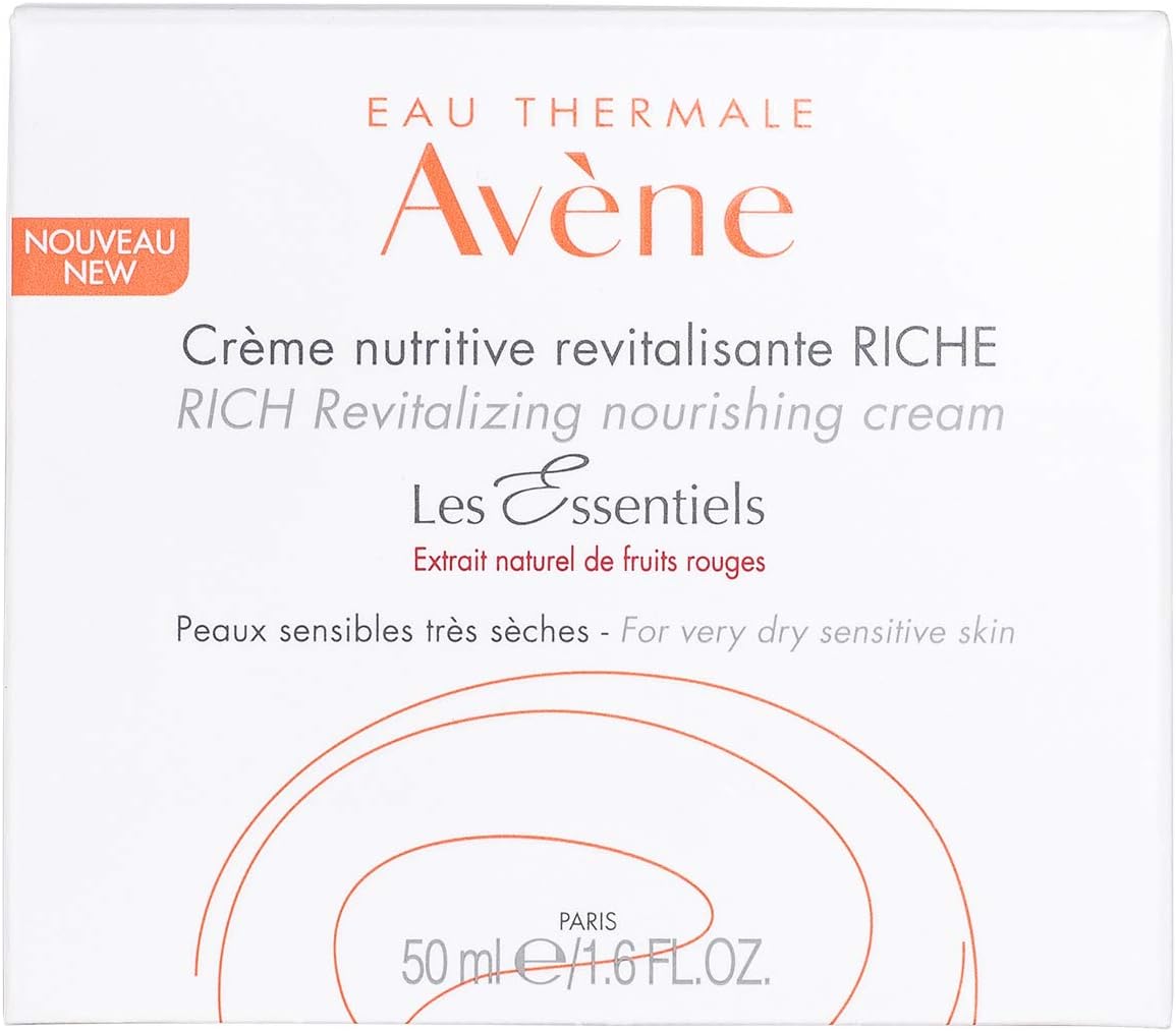 Eau Thermale Avene RICH Revitalizing Nourishing Cream, Ultra Nourishing Face Moisturizer, Red Fruit Extract, Antioxidant Protection, Non-comedogenic, 50 ml