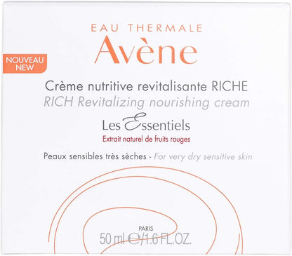 Eau Thermale Avene RICH Revitalizing Nourishing Cream, Ultra Nourishing Face Moisturizer, Red Fruit Extract, Antioxidant Protection, Non-comedogenic, 50 ml