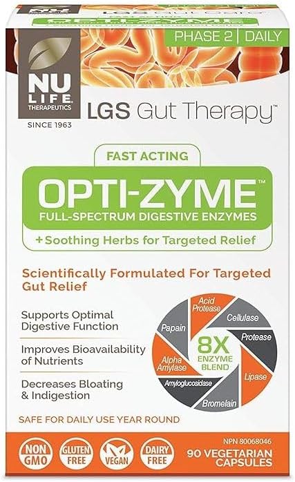 LGS Gut Therapy Opti-Zyme Fast Acting Full Spectrum Intensive Enzymes