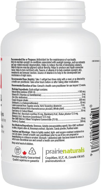 Prairie Naturals Ocu-Force Vision Support with Lutein, Astaxanthin, Taurine, Vitamins & Minerals Softgel - 120 Count