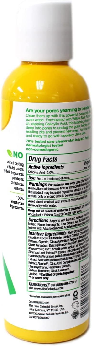 Alba Botanica Acnedote 深層毛孔清潔液，177ml，包裝可能有所不同