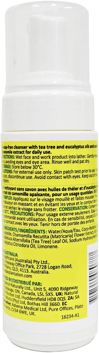 Thursday Plantation Tea Tree Face Wash Foam - Daily Foaming Facial Cleanser & Makeup Remover for Oily, Dry & Sensitive Skin - For Men & Women - 150ml