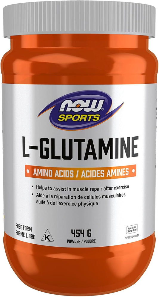 NOW Sports, L-Glutamine Pure Powder, Nitrogen Transporter*, Amino Acid, 454g