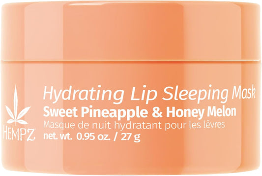 Hempz 保濕唇部睡眠面膜 - 甜鳳梨和蜂蜜瓜味（0.70 盎司）| 夜間保濕潤唇膏，適用於乾燥的嘴唇、唇部修復、皸裂的嘴唇護理和滋養女性