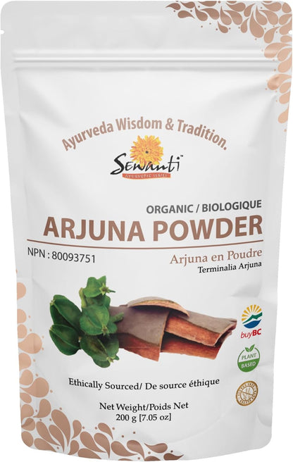 Organic Arjuna Powder 200g/ NPN 80093751/ Terminalia Arjuna/Supports Cardiac & Skin Health