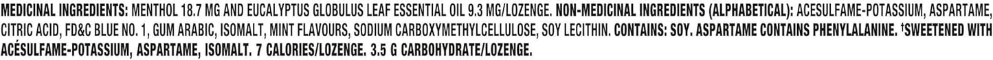HALLS 无糖特强止咳糖浆，20 包，每包 9 粒，润喉糖，缓解咽喉痛，缓解咳嗽，薄荷醇，加拿大制造