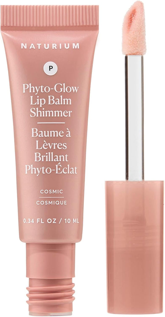 Naturium Phyto-Glow 唇膏閃光，滋養和保濕雙唇，含乳木果油、古布阿蘇脂、植物角鯊烷和 Geodiamond 珍珠，10 毫升/0.34 液盎司，色號：Cosmic