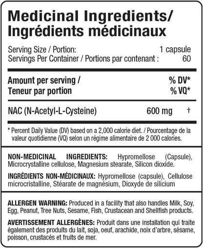 Allmax Nutrition, NAC补充剂（N-乙酰半胱氨酸）600毫克，60粒素食胶囊