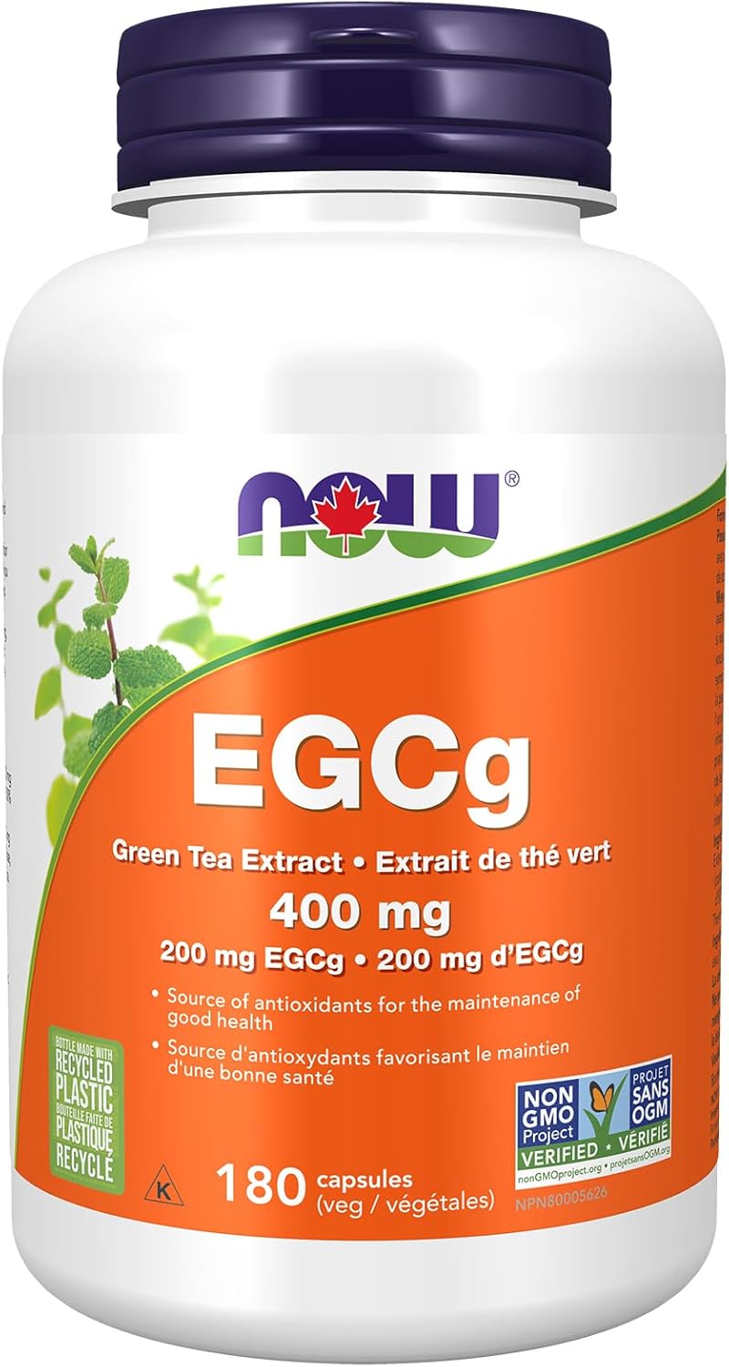NOW Supplements EGCg 绿茶提取物 400 毫克（EGCg 200 毫克）胶囊，180 粒