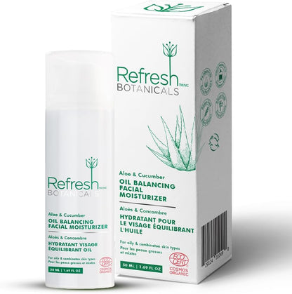 Refresh Botanicals Oil Balancing Facial Moisturizer | With Aloe & Cucumber | For Oily Skin | ECOCERT COSMOS Organic | Paraben & Chemicals free