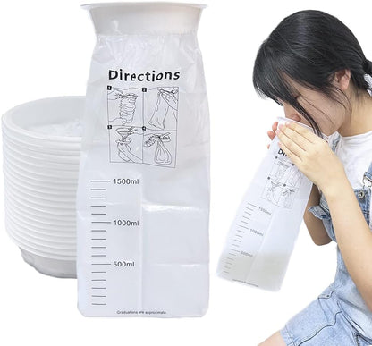旅行呕吐袋 - 1500ml 紧急呕吐呕吐袋，适用于露营晕车、孕妇、诊所、汽车，一次性防臭防漏，20 件