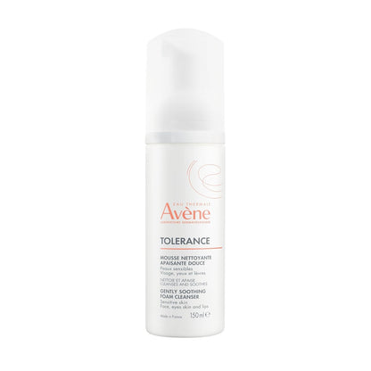 Eau Thermale Avène Tolerance 溫和舒緩泡沫潔面卸妝液，適用於敏感和超敏感肌膚，無香型，150 毫升
