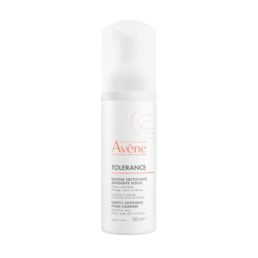 Eau Thermale Avène Tolerance Gently Soothing Foam Cleanser and Makeup Remover for Sensitive and Hypersensitive Skin, Fragrance free, 150 ml