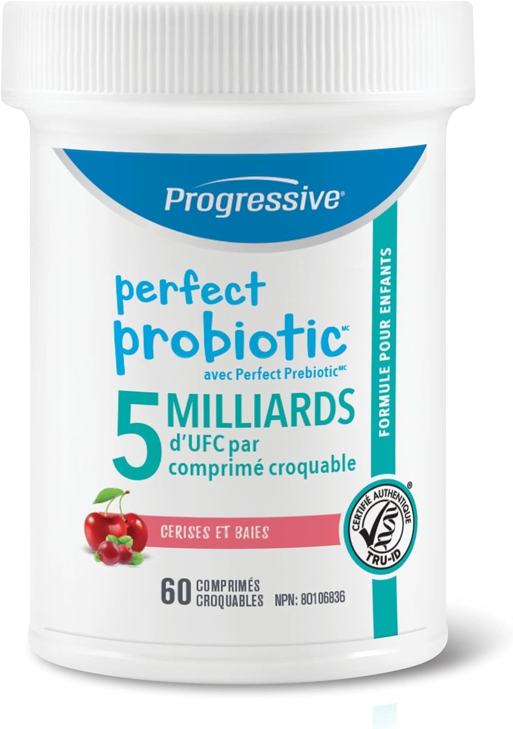 Progressive Perfect 益生菌儿童咀嚼片 5B，60 粒樱桃莓果味