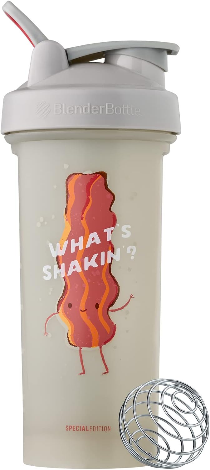 BlenderBottle Just for Fun Classic V2 Shaker Bottle Perfect for Protein Shakes and Pre Workout, 28-Ounce, What's Shakin'?