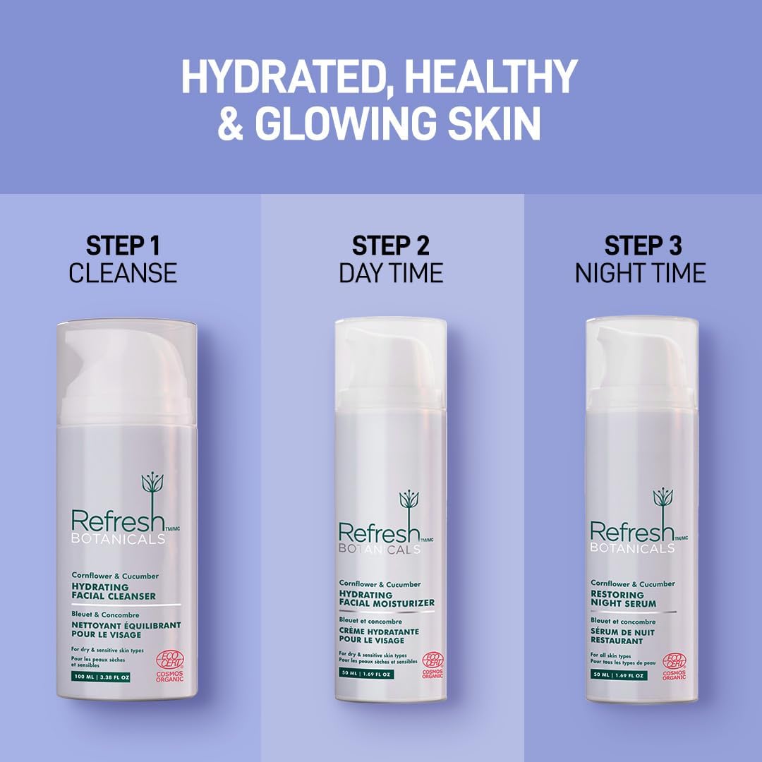 Refresh Botanicals Hydrating Facial Moisturiser | Certified Organic Face Cream for Dry & Sensitive Skin | Hypoallergenic, Vegan, Paraben free | Made in Canada | 50 ML