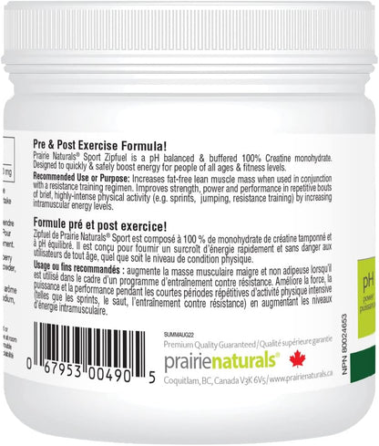 Prairie Naturals Zip Fuel pH-Balanced Creatine Energy Drink - Wild Berry Burst Flavour - 300 Gram