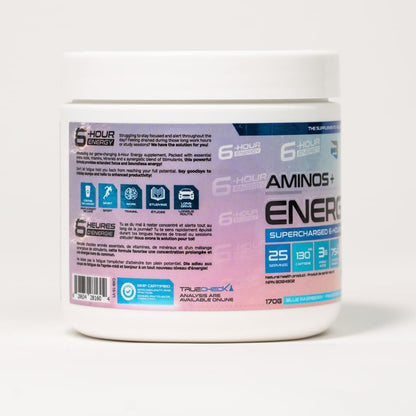 Believe Supplements - 氨基酸+能量 6-6 小时能量补充剂，含维生素、矿物质和兴奋剂 - 提升注意力和能量 - 零糖（蓝莓）