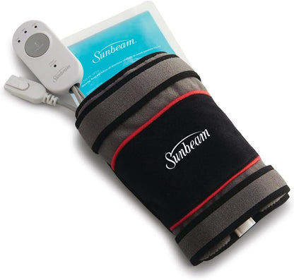 Sunbeam FlexTemp 冷熱關節敷帶，緩解疼痛，適用於肘部或膝蓋的冷熱療法，加熱墊，具有 3 種加熱設定和 2 小時自動關閉功能，灰色