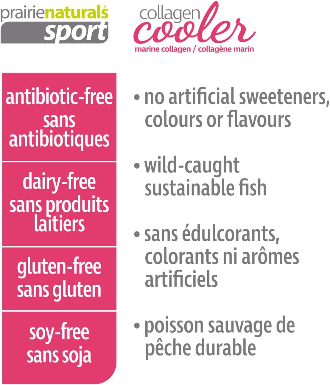 Prairie Naturals 海洋胶原蛋白清凉饮料，覆盆子雨味，6.4克 x 15包。不含抗生素、乳制品、麸质、大豆和人工甜味剂，采用可持续野生鱼类。