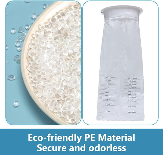 旅行嘔吐袋 - 1000ml 緊急嘔吐嘔吐袋，適用於露營暈車、孕婦、診所、汽車，一次性防臭防漏，20 件