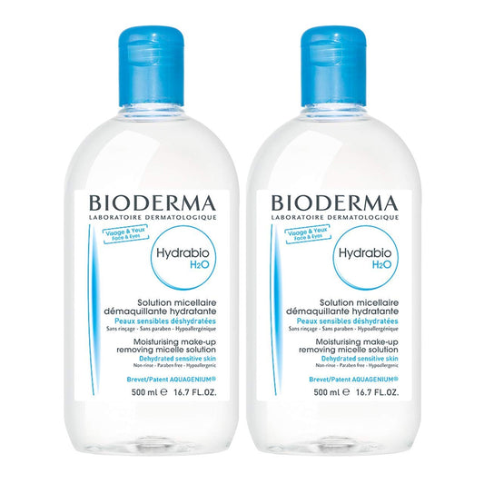 Bioderma Hydrabio H2O Micellar Water, Cleansing and Makeup Removing Gentle Face Cleanser for Dehydrated Sensitive Skin, 500mL