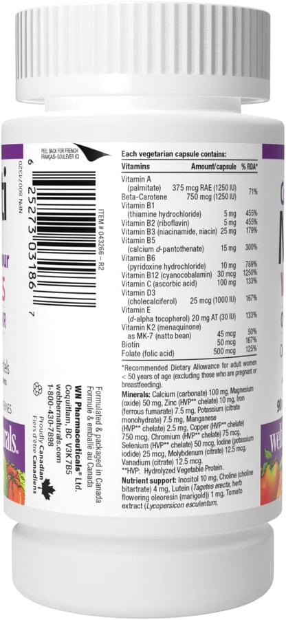 Webber Naturals Most Complete Multi For Women, 90 Capsules, One-Per-Day, Over 55 Vitamins, Minerals, and Whole Food Fruit and Vegetable Sources per Capsule, Vegetarian