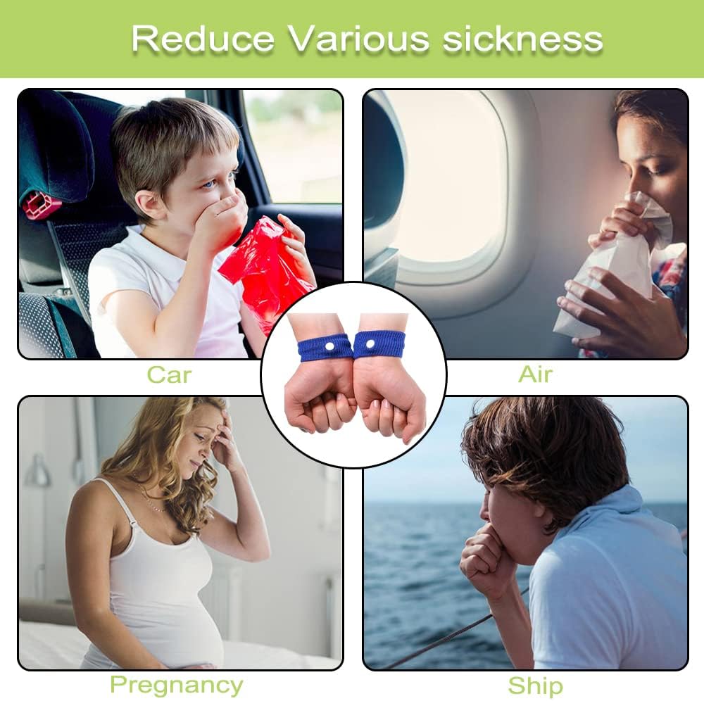 EMPCYDIA 8 对晕车腕带，8 种颜色，缓解恶心，适合儿童、成人、孕妇、晨间骑行、海上飞行旅行