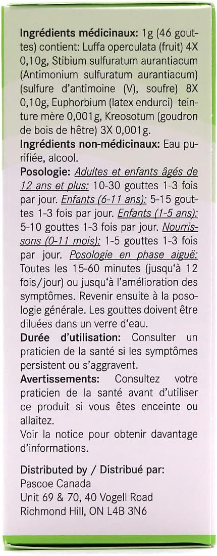 Pascoe - Sinupas 50ml - 口服滴剂 - 缓解鼻窦充血和炎症的顺势疗法 - 缓解鼻窦炎和充血症状 - 不引起困倦的鼻窦缓解 - 丝瓜、橙黄硫锑、大戟、木薯。