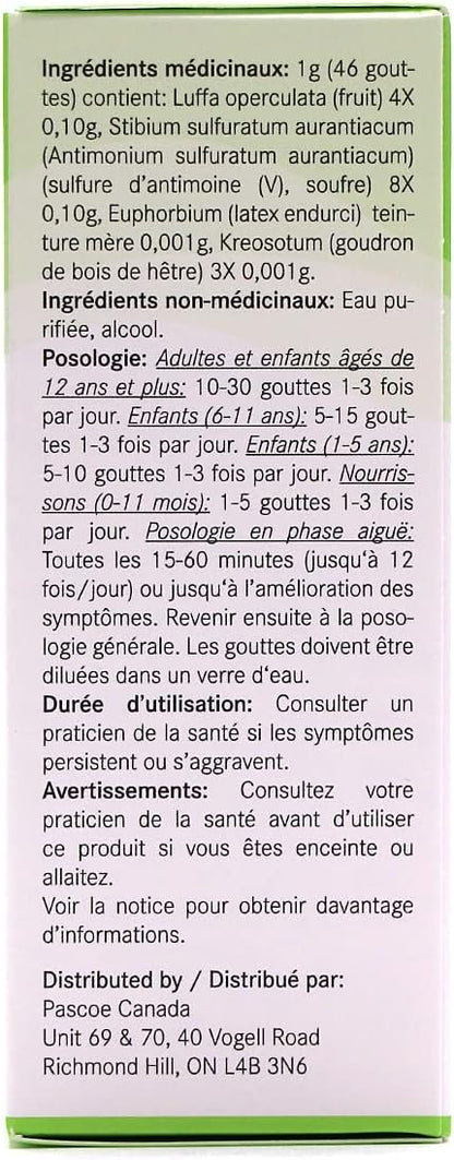 Pascoe - Sinupas 50ml - 口服滴剂 - 缓解鼻窦充血和炎症的顺势疗法 - 缓解鼻窦炎和充血症状 - 不引起困倦的鼻窦缓解 - 丝瓜、橙黄硫锑、大戟、木薯。