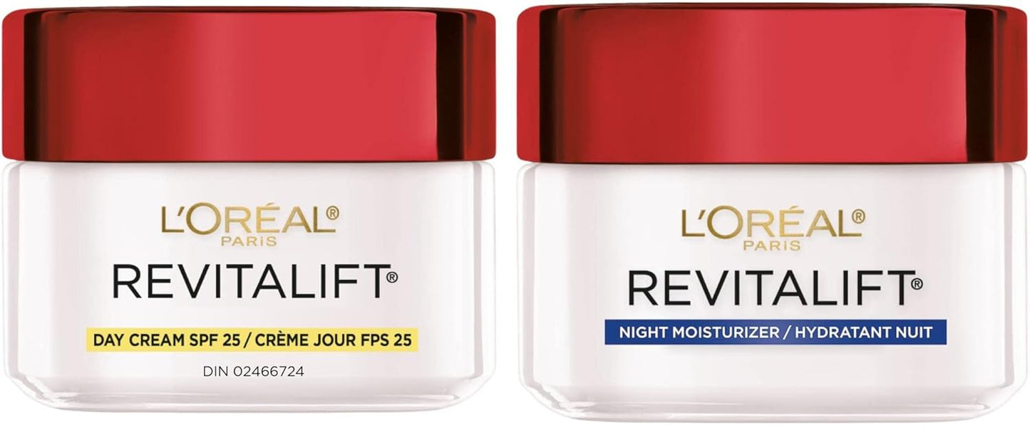 L'Oréal Paris Pro-Retinol + Centella Asiatica SPF 25 Day Cream + Night Cream Kit, Moisturizers for Face, Revitalift, Fights look of wrinkles, Firms Skin, Resist look of Signs of Aging, Skincare - 2-Count, 2x 50 ml
