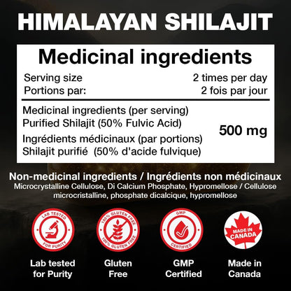 強效喜來芝膠囊 500 毫克 | 更強效的 20:1 萃取物 | 20000 毫克 D.H.E | 男女適用純喜馬拉雅喜來芝囊 | 50% 黃腐酸和 85+ 種微量礦物質 | 120 粒膠囊 | 能量、耐力和活力支持 | 產於…