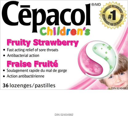 Cepacol 兒童水果草莓口味喉痛潤喉糖 36 粒