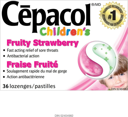 Cepacol 儿童水果草莓味咽喉痛润喉糖 36 粒