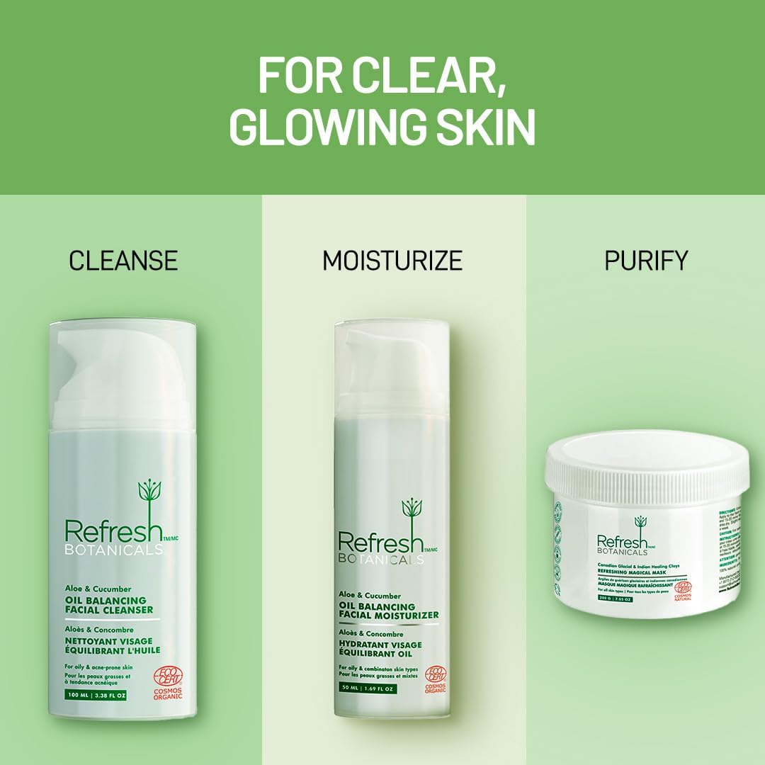 Refresh Botanicals Oil Balancing Facial Moisturizer | With Aloe & Cucumber | For Oily Skin | ECOCERT COSMOS Organic | Paraben & Chemicals free