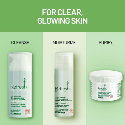 Refresh Botanicals Oil Balancing Facial Moisturizer | With Aloe & Cucumber | For Oily Skin | ECOCERT COSMOS Organic | Paraben & Chemicals free