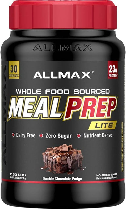 ALLMAX Nutrition MealPrep Lite 全食物蛋白粉，不含乳制品，适合生酮饮食，23 克蛋白质，30 份（双倍巧克力软糖）