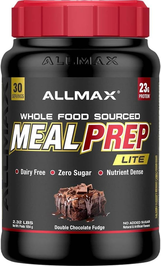 ALLMAX Nutrition MealPrep Lite 全食物蛋白粉，不含乳制品，适合生酮饮食，23 克蛋白质，30 份（双倍巧克力软糖）