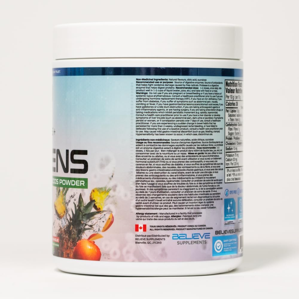 Believe Supplements 超级食品+绿色蔬菜 - 超级食品混合物 | 提升能量、免疫力和消化能力 | 富含抗氧化剂和必需营养素！（30份，菠萝芒果口味）