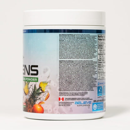 Believe Supplements 超级食品+绿色蔬菜 - 超级食品混合物 | 提升能量、免疫力和消化能力 | 富含抗氧化剂和必需营养素！（30份，菠萝芒果口味）