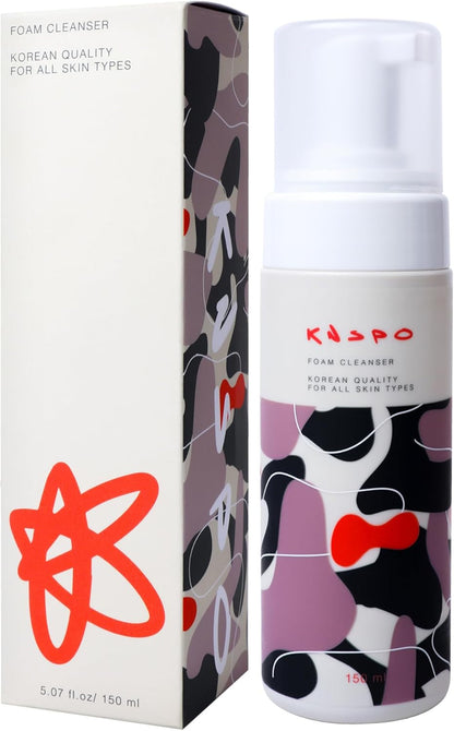 KNSPO Foam Cleanser - Gentle Facial Cleanser for All Skin Types - Non-Drying Face Cleanser - Face Wash with AHA BHA LHA - 150 ml