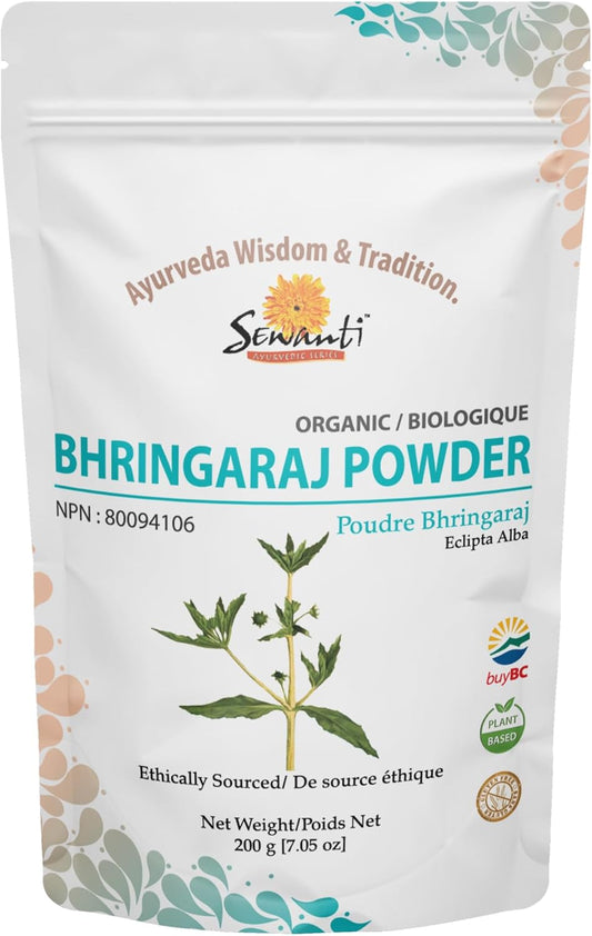 有机 Bhringaraj/Bhringraj 粉末 200g/ NPN 80094106 / Eclipta Prostrata/用于健康的头发、皮肤和牙齿