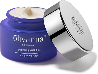 Olivanna Intense Repair Night Cream - Face Moisturizer - Enriched with Natural Ceramides, Hyaluronic Acid, and Omega-Rich Seed Oils - 50 ml