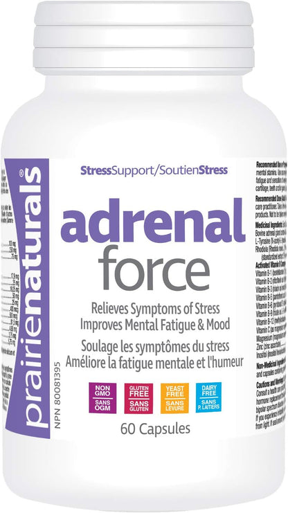 Prairie Naturals Adrenal-Force - 牛肾上腺皮质胶囊 - 60粒