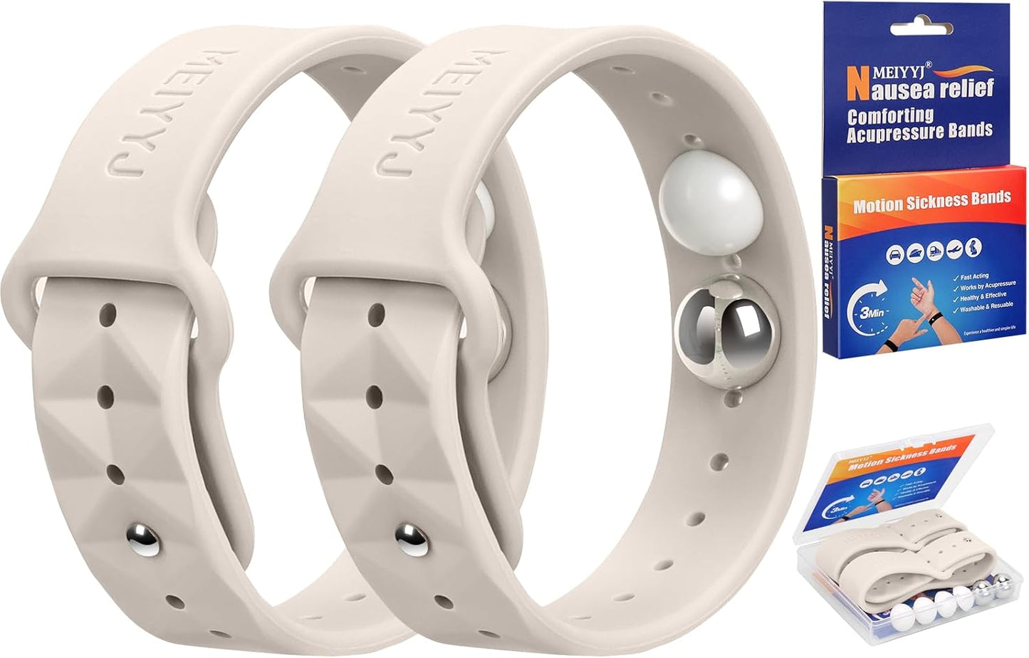 MEIYYJ Morning Sickness Relief Wristbands Motion Sickness Bands for Adults Sea Sickness Wristbands for Cruise Travel Nausea Relief of Headaches, Insomnia, Anxiety and Queasinesss-Star Light