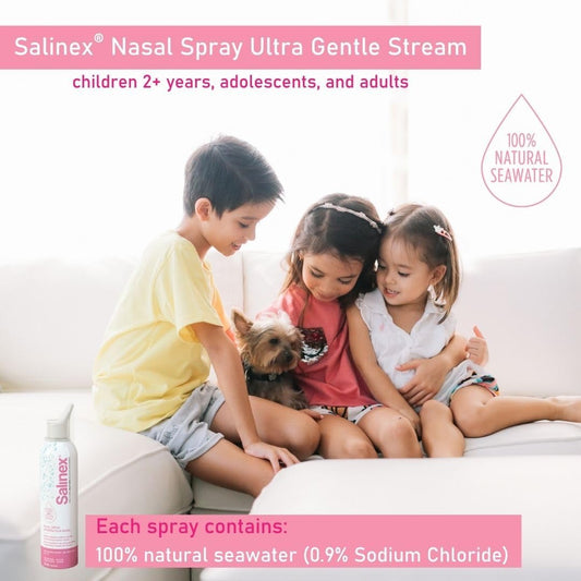 Salinex 100% Natural Seawater Nasal Spray | Ultra Gentle Stream | 125 ml, Pink