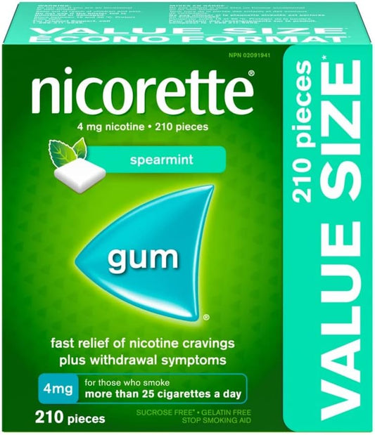 尼古丁口香糖，尼古丁 4 毫克，薄荷味，戒烟辅助剂和戒烟辅助剂，210 片装 & 尼古丁口香糖，戒烟辅助剂和戒烟辅助剂，肉桂味，4 毫克，105 片装