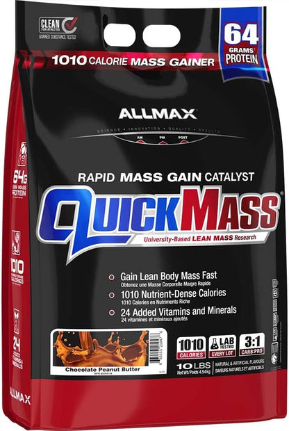 ALLMAX Nutrition - QUICKMASS - 增重剂和快速增重催化剂，巧克力花生酱，10磅