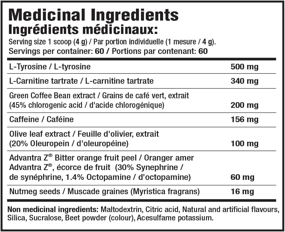Mammoth Burn 热带水果爆浆，减肥冲剂，燃脂增能粉，促进新陈代谢，改善情绪，生热分解补充剂，60 包
