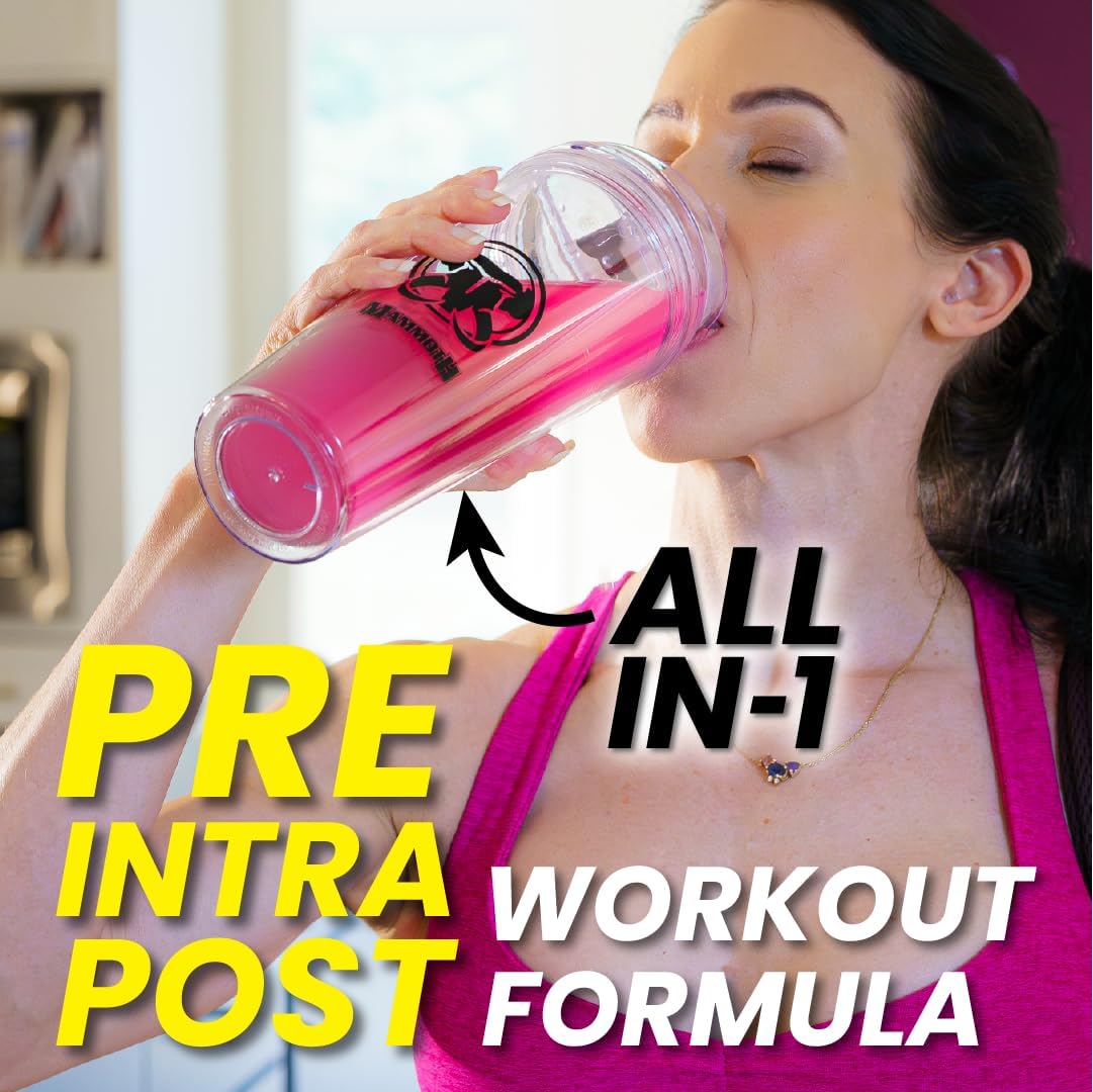 Mammoth EAA Energize – 8655毫克 EAA 和 6克 BCAA，能量與專注力氨基酸補充劑 – 甜菜鹼、咖啡因、B 群維生素、益智藥和電解質 – 肌肉恢復、補水和性能增強劑（30 份，天堂沖劑）